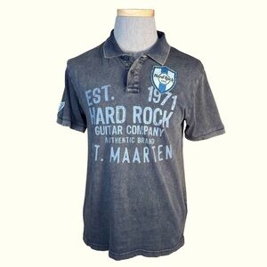 Hard Rock Cafe Guitar Co. Manufacturer Distressed St. Maarten Polo W/ Pa…
